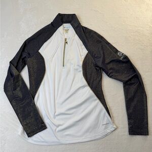 Greg Norman SolarXP Suncadia Quarter Zip Pullover White Navy Gold Golf